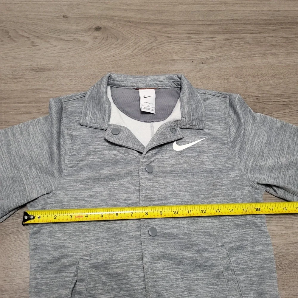 Kids Nike‎ Therma Fit Gray Button Up Coaches Jacket Big Boys Collared Size S 8-9